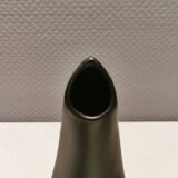 Sculptural black vase with yellow pattern from Hedebo Keramik Denmark 1950-1960s.