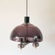 Three-branched chandelier in smoked plexi and chrome, Space Age, 1970