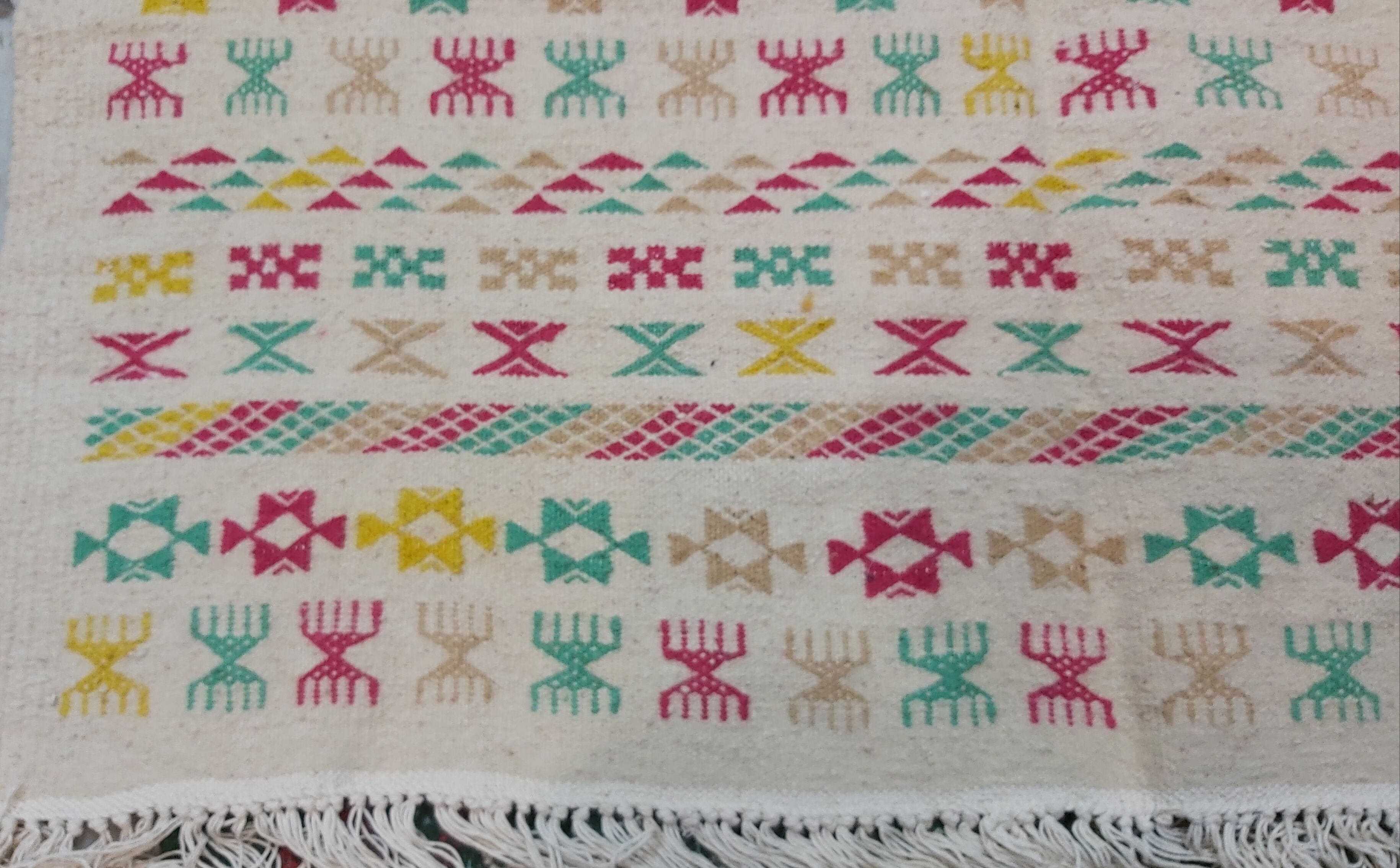 Berber multicolored green red white carpet  180x120cm