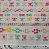 Tapis blanc rouge vert multicolore berbère  180x120cm