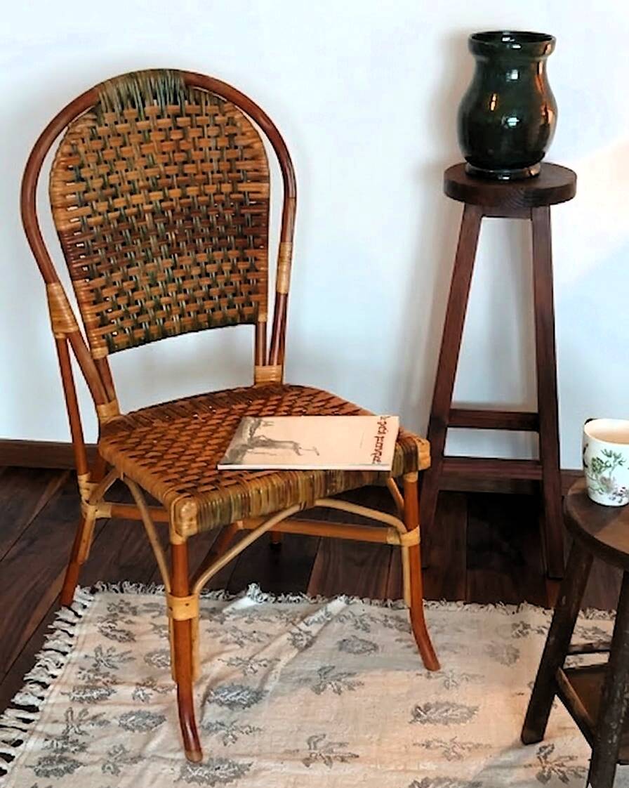 1950s-1960s handcrafted "Bistro Riviera" rattan chair