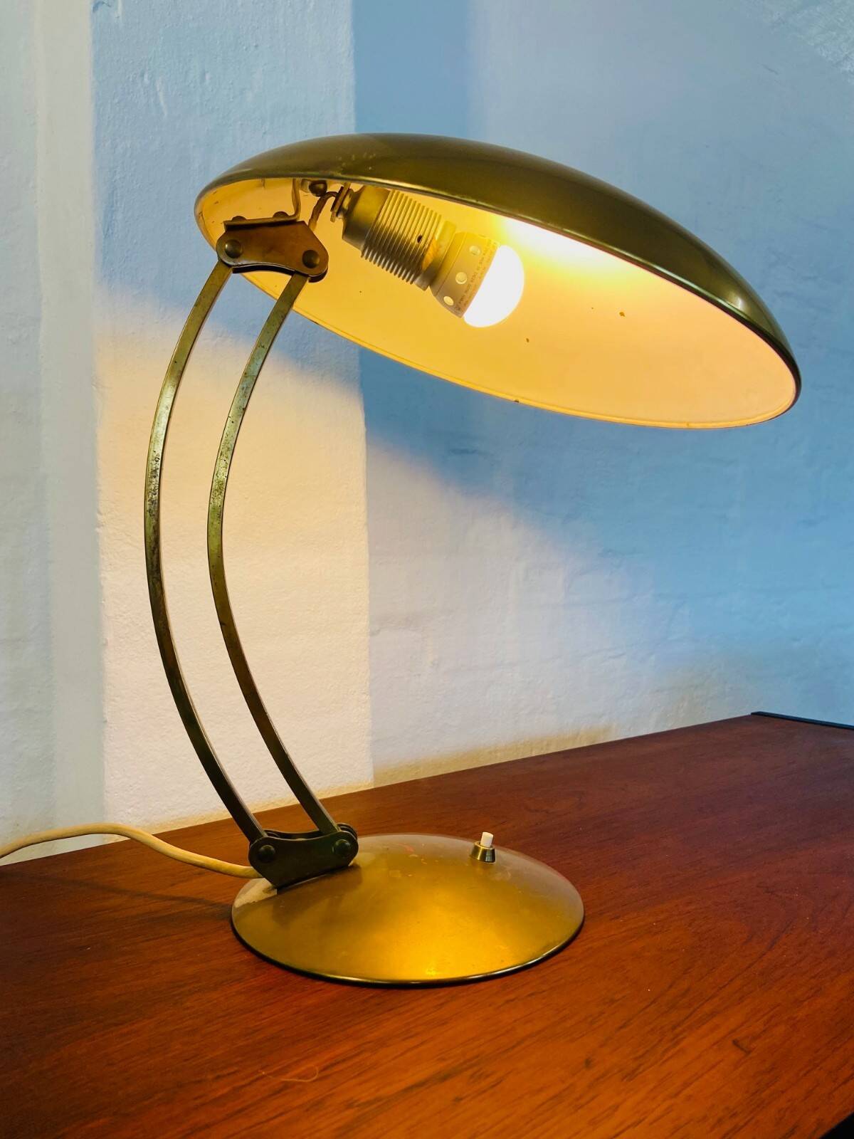 Vintage modernist Kaiser Dell brass lamp 1960s
