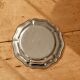 Small round vintage shiny metal dish - Scalloped