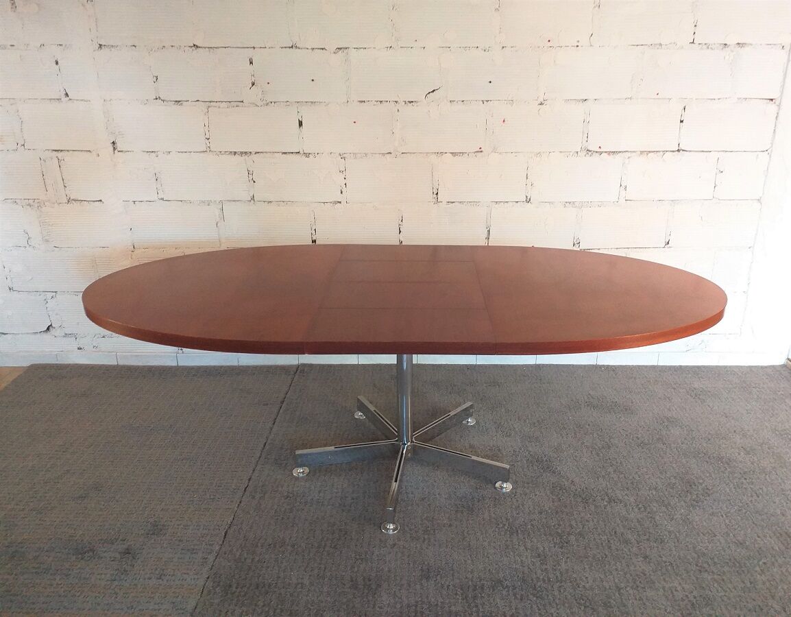 Georges Frydman's 60s vintage teak design oval dining table