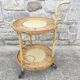 Round dessert bar in rattan and vinyl braided straw way