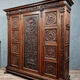 Renaissance style wardrobe in solid walnut circa 1850-1880