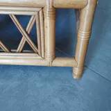 Vintage armchair in bamboo and rattan with a tartan pattern.