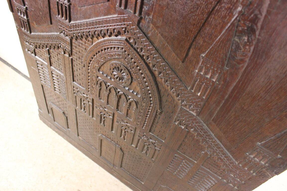 Large sculpted panel façade cathedral Pavia