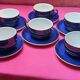 Service of 6 cups and saucers in cobalt blue with gold trim - Mitterteich