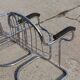 4 chairs & 2 armchairs in chrome-plated steel wire by Gastone Rinaldi, Italy 1970s