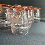 Service for 4 people - Art Deco - Glass or 1/2 pink crystal blown and cut