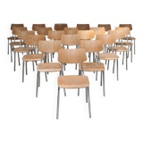 Set of 22 Kovona chrome and wood restaurant chairs