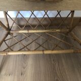 Table de nuit vintage rotin