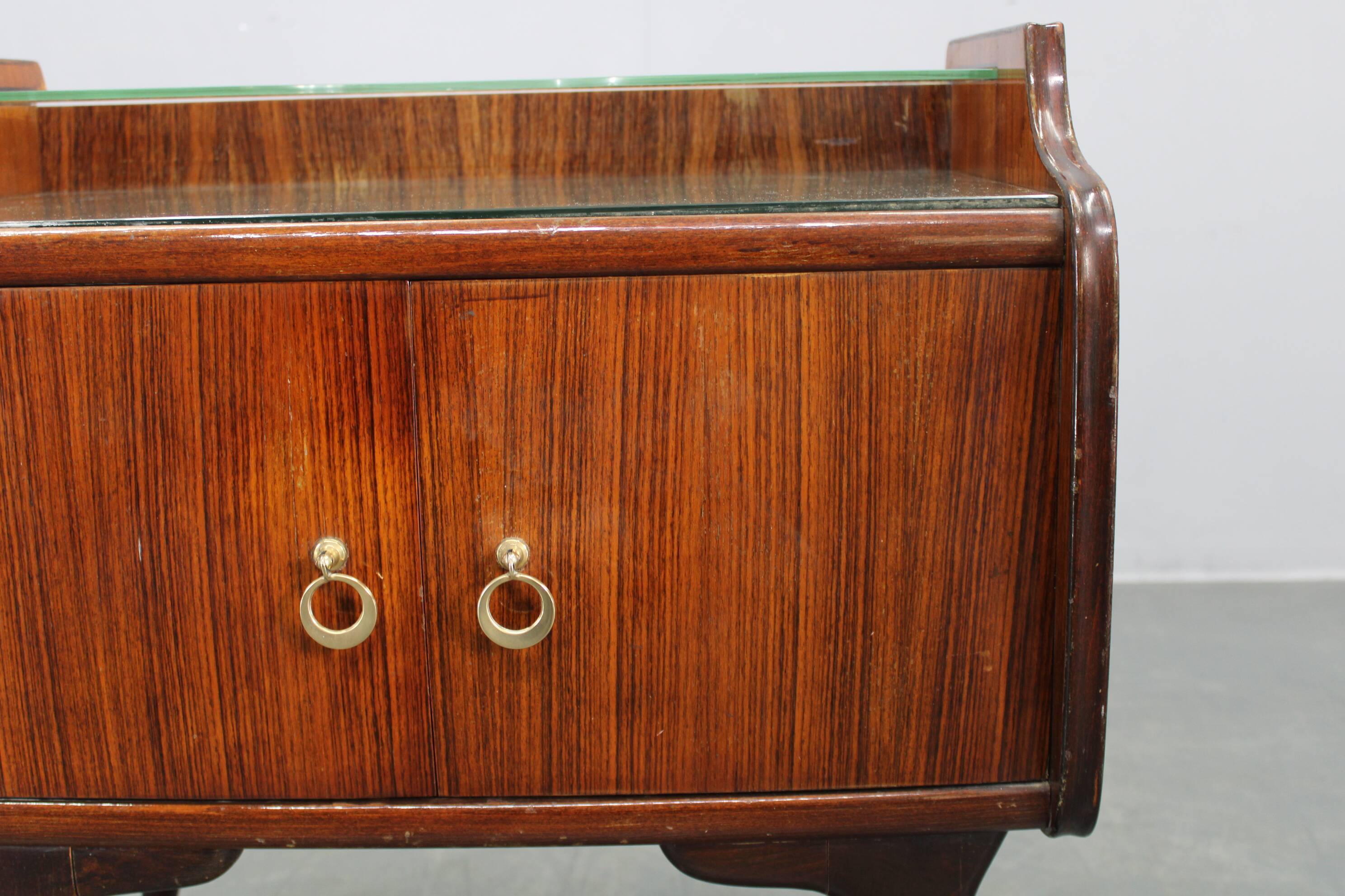 Mid-century Italian bedside tables with glass tops, 1950s