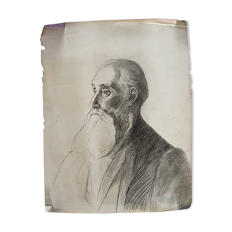 Dessin académique 1900, portrait d’Auguste Rodin