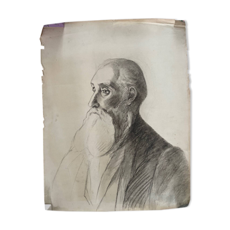 Academic drawing 1900, portrait of Auguste Rodin