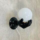 Black and opaline ceramic hand lamp