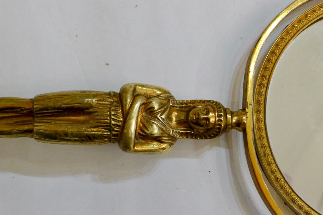 Egyptian standing mirror, made of brass 14x34cm