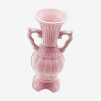 Vase rose en céramique vintage