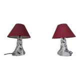Pair of crystal bedside lamps