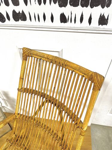Paire fauteuils en rotin vintage