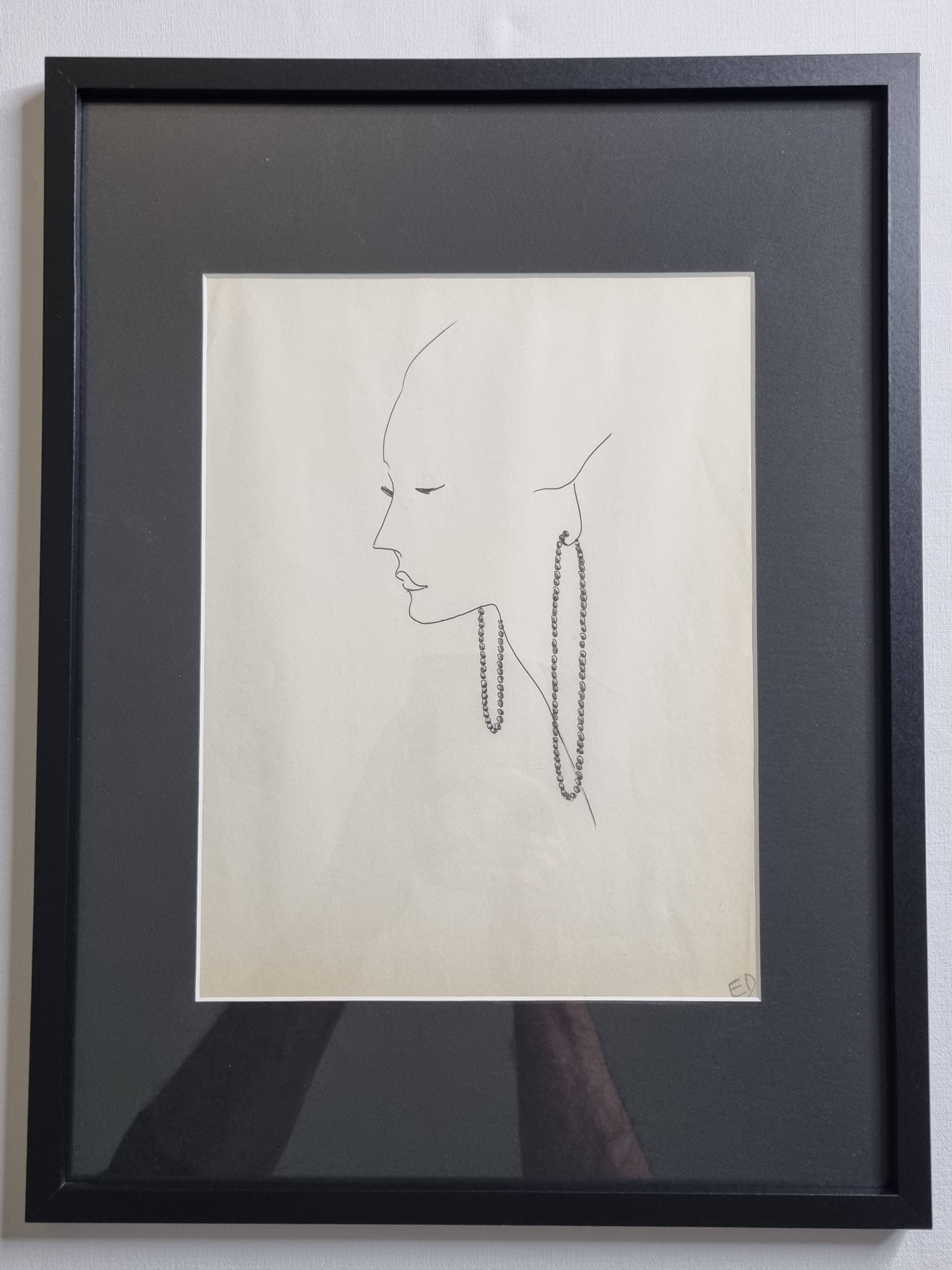 Fashion sketch (accessories), original drawing, signed by Jean Eden, 60s-70s