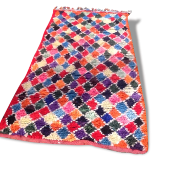 Tapis arlequin boucherouite pièce unique, 192x85