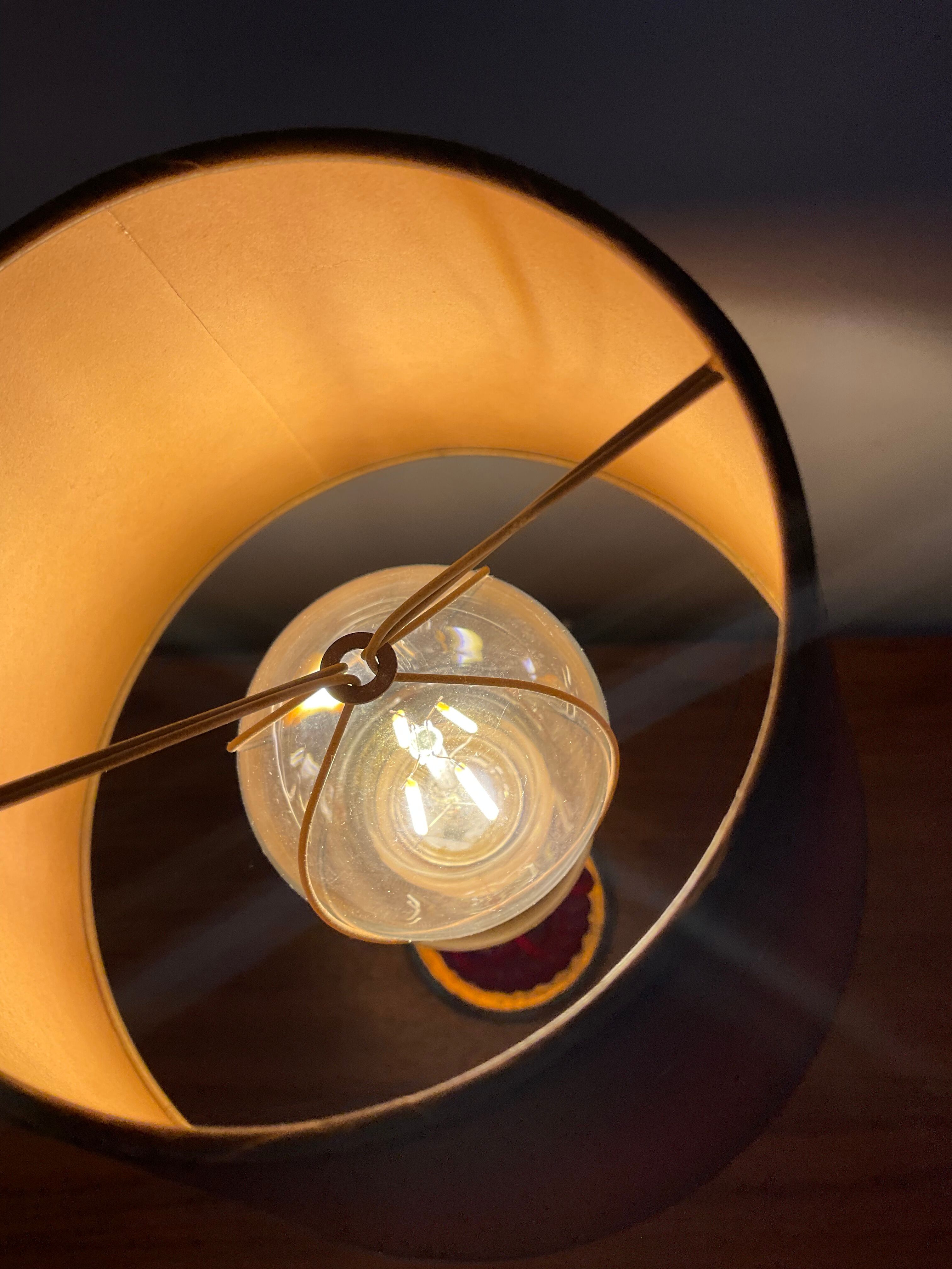 Vintage lamp from the 50s -60s brass and red metal