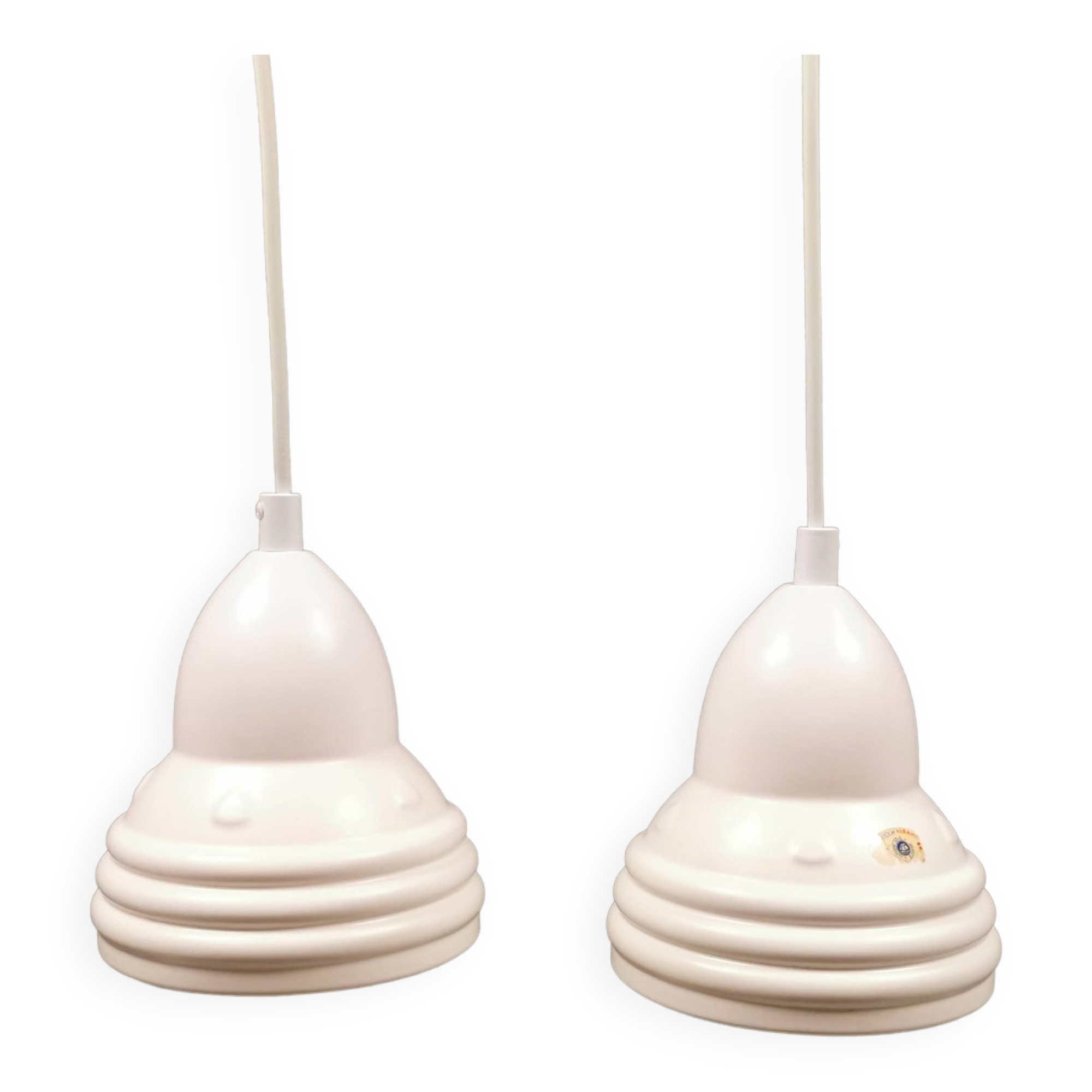 Two small ceramic hanging lights from Danish Søholm, estimated 1980s.