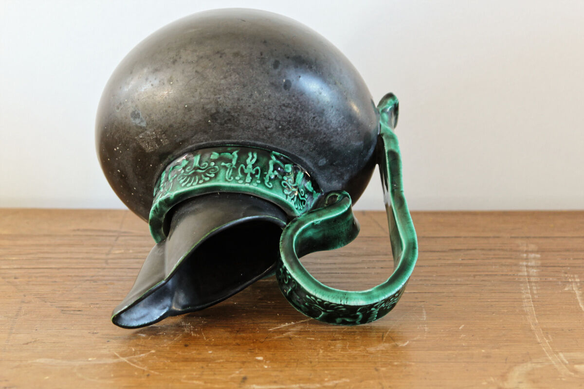 Pitcher in earthenware, metallic black