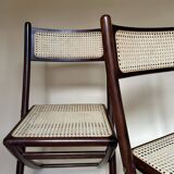 Set de quatre chaises pliantes en bois et cannage