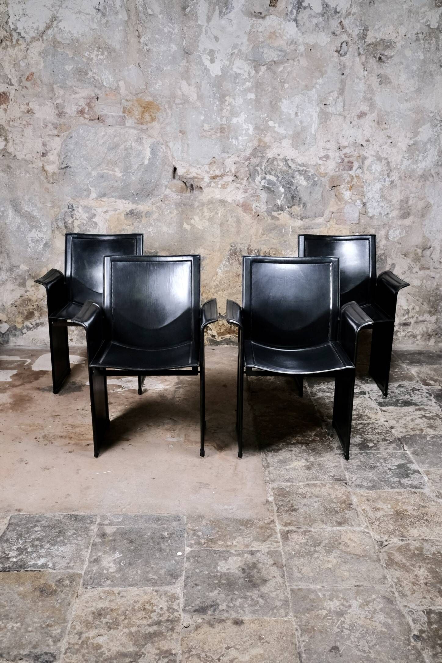 Series of 4 Korium chairs, Tito Agnoli for Matteo Grassi, 1980s