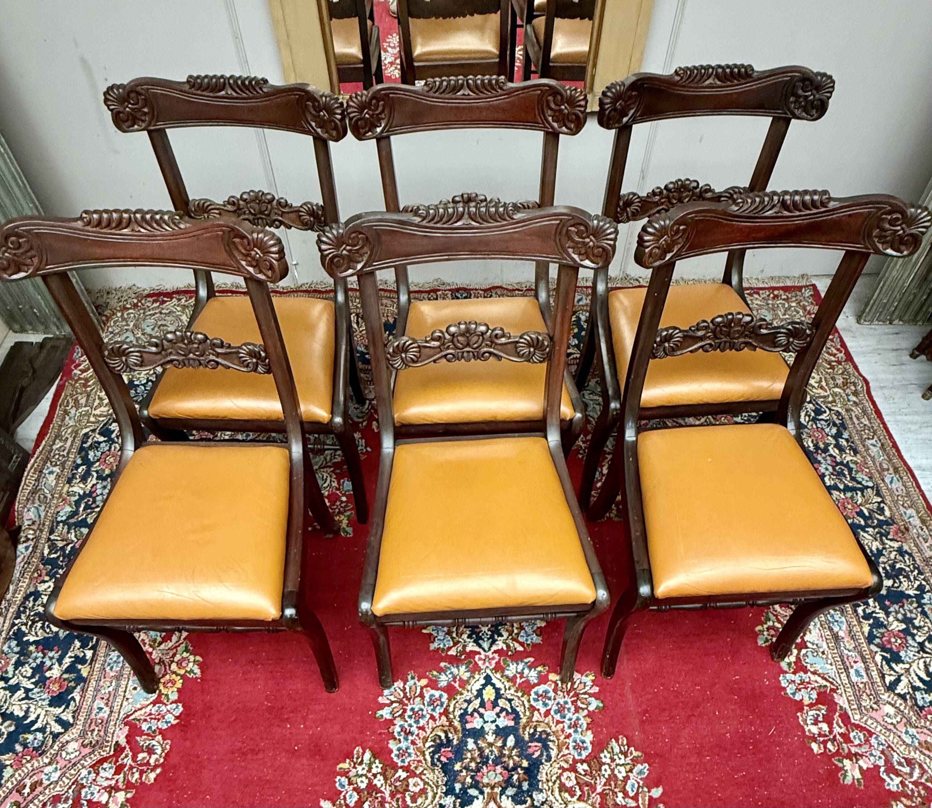 Set of six mahogany chairs