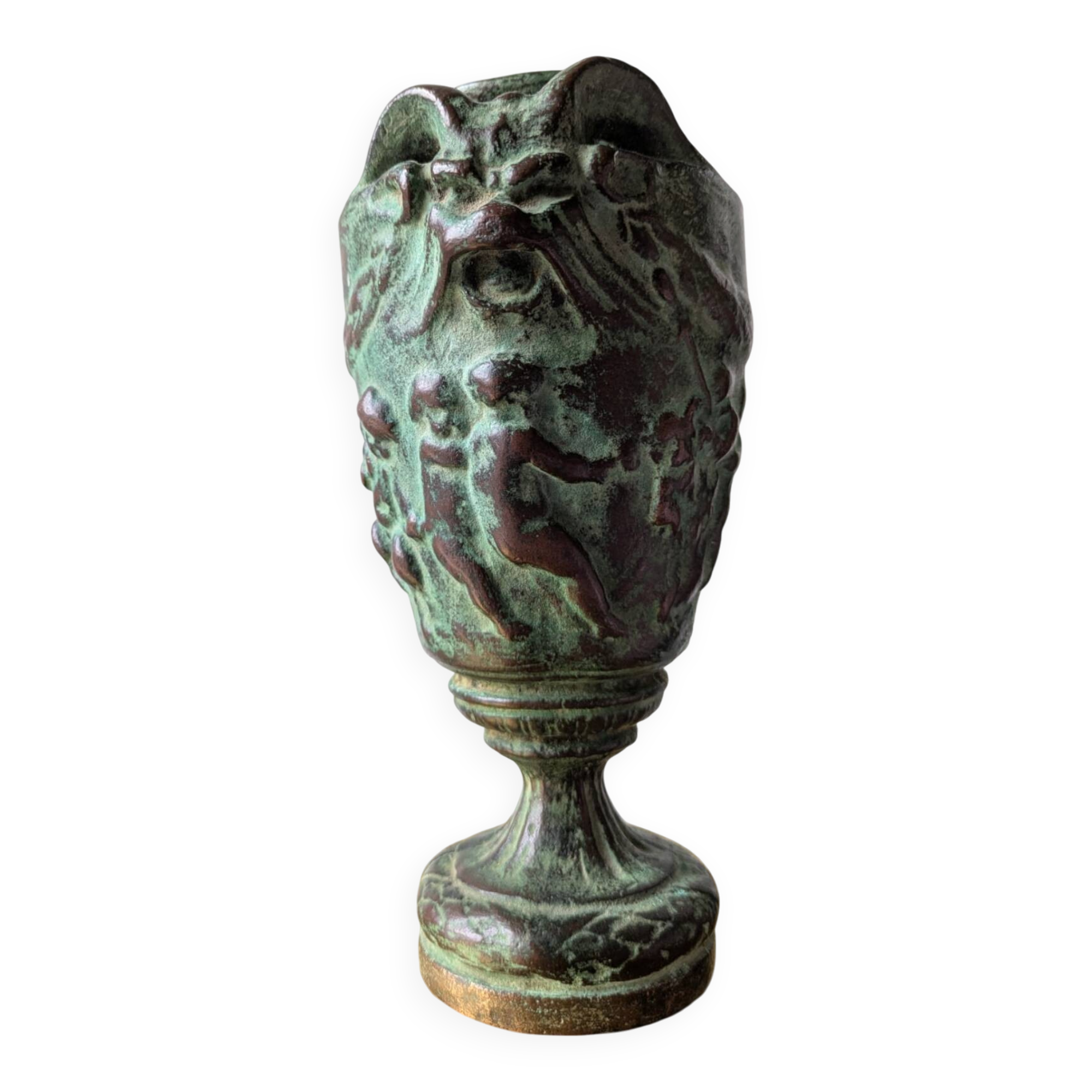 Devil's head vase in bronze