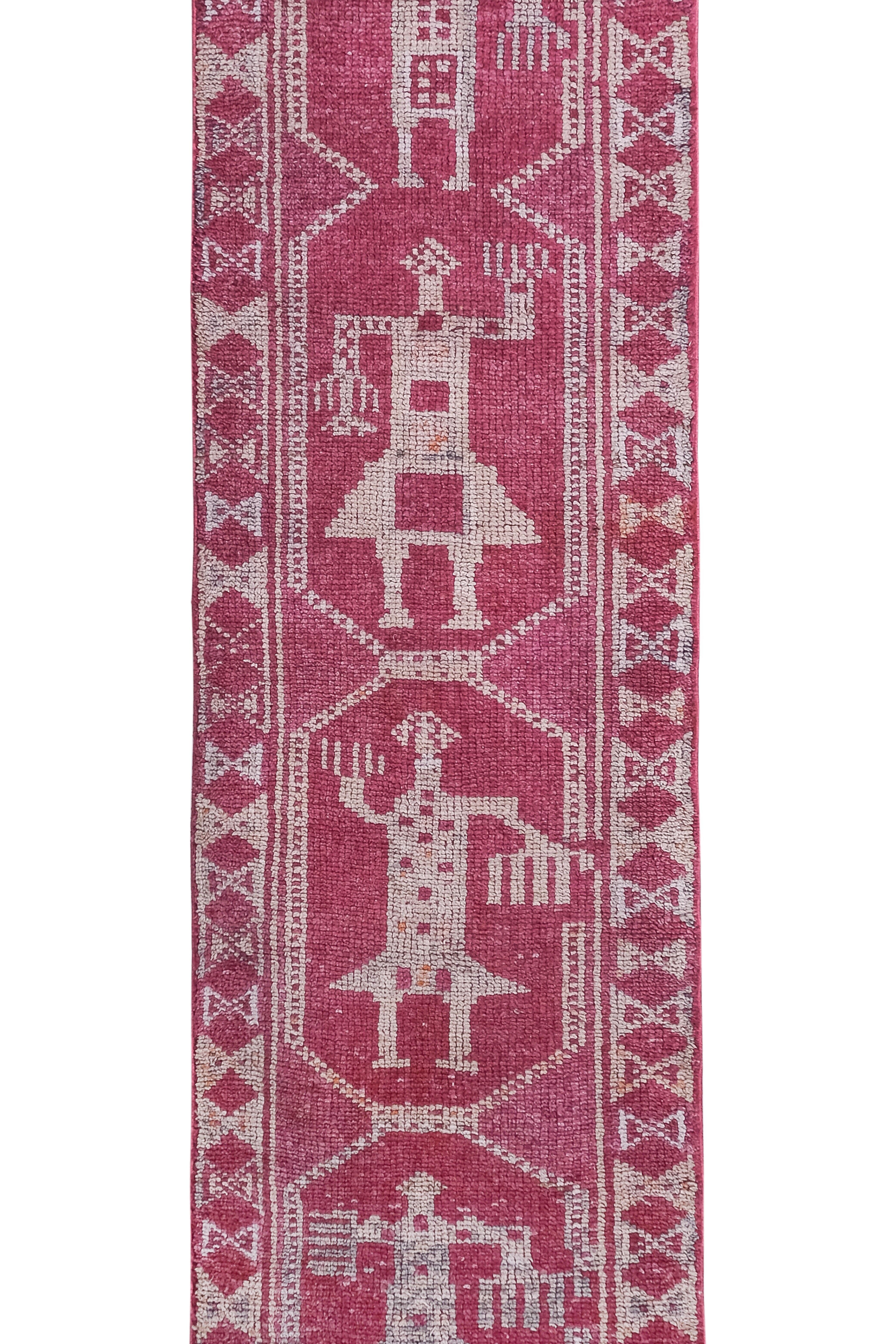 Vintage Turkish rug from Oushak, hand-woven 87x302 cm