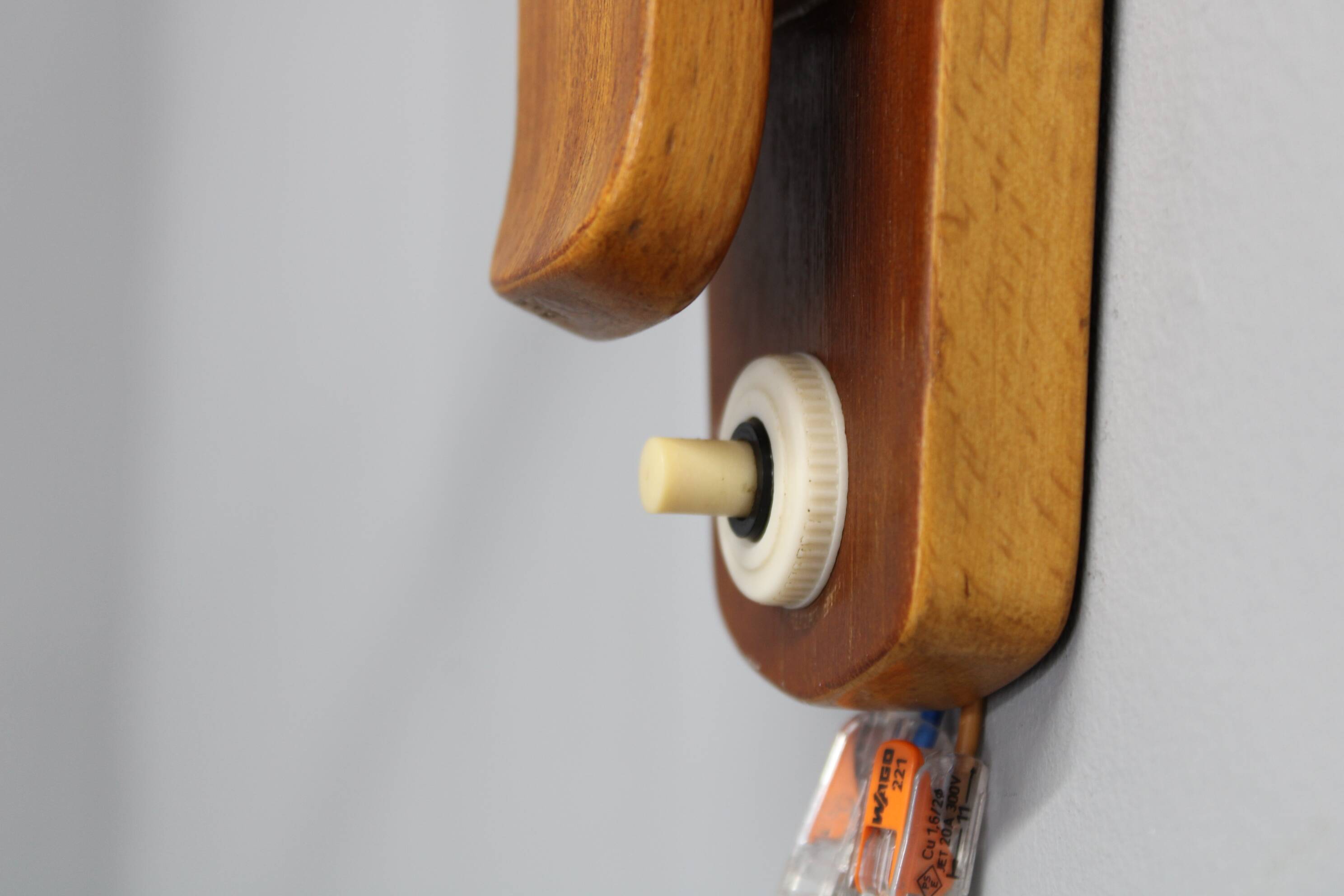 1960s Wooden Wall Lamp with Glass Shade, Czechoslovakia