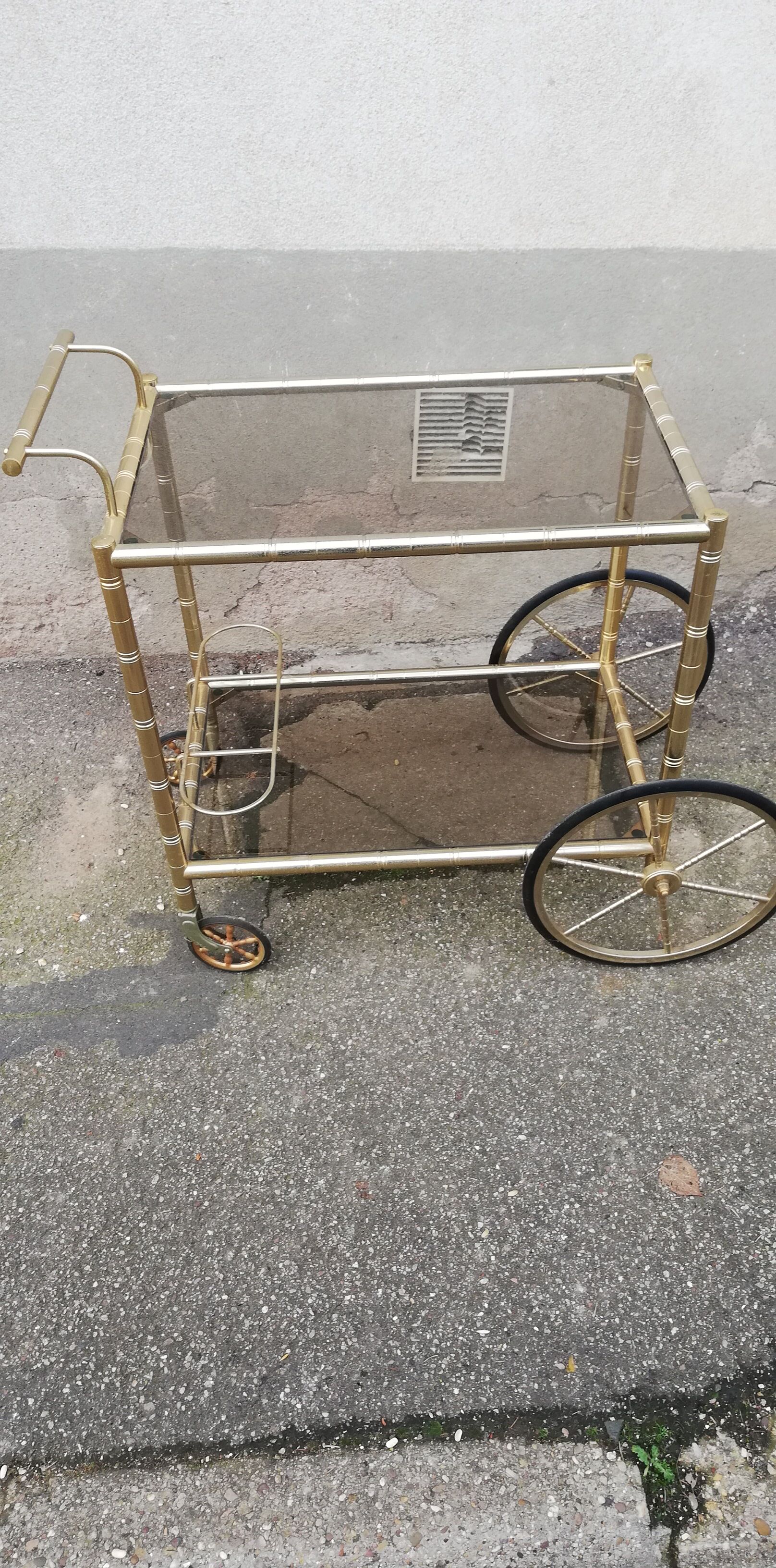 Vintage brass service 4 wheels
