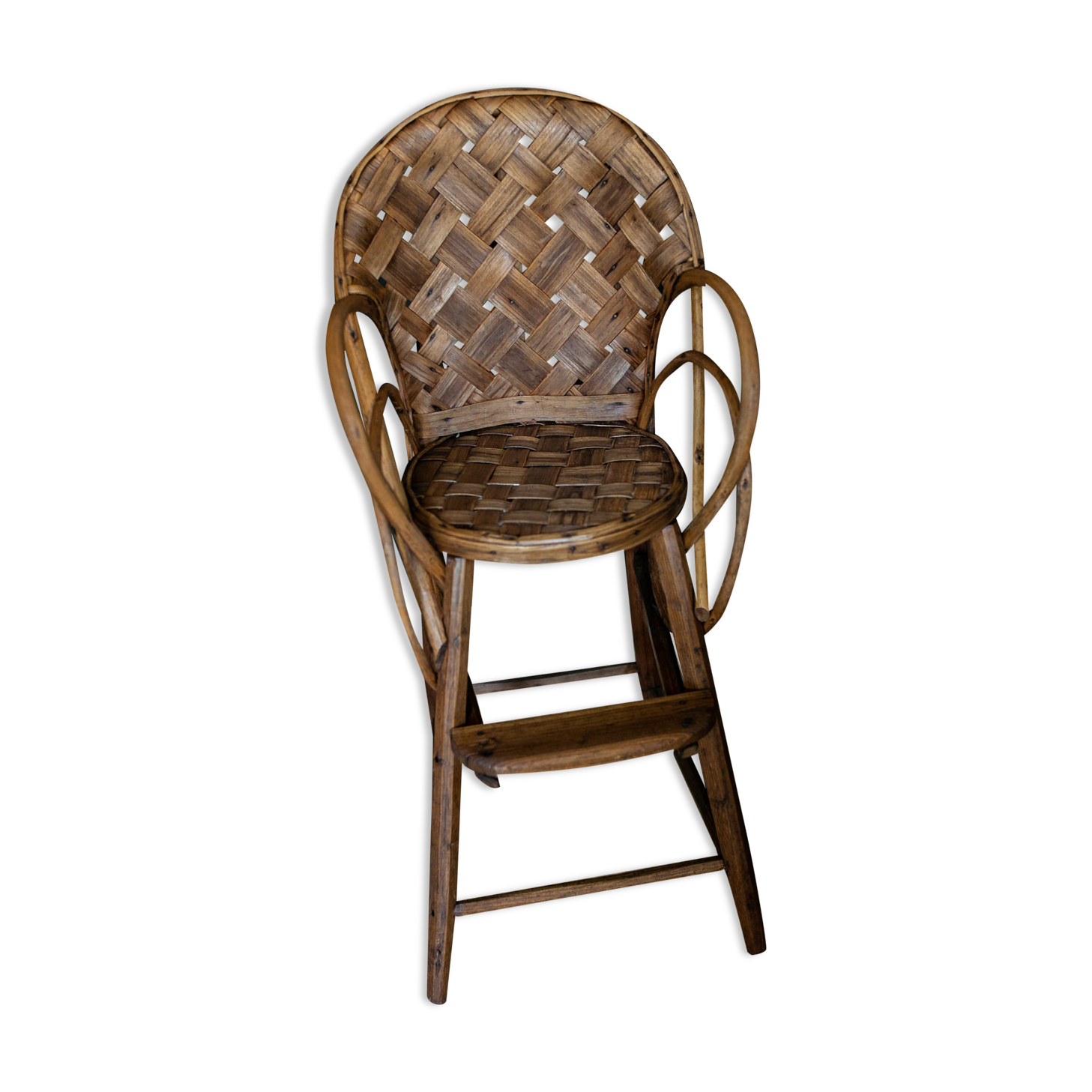 Chaise haute en rotin