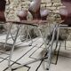 Set of 6 Flötotto pagwood stackable chairs 1960
