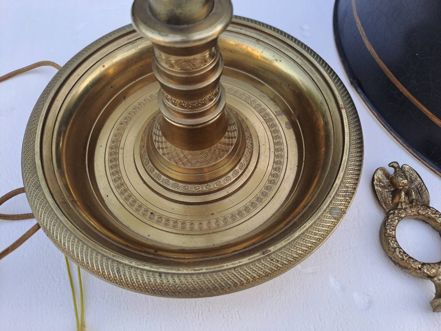 Empire style bouillotte lamp in bronze and sheet metal