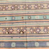 6x12 Pale Orange Green Handmade Vintage Rug, 174x359Cm