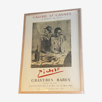 Affiche ancienne lithographie Picasso "Gravures rares" 1966