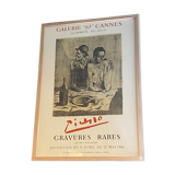 Old poster lithograph Picasso "Rare engravings" 1966