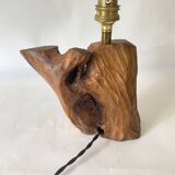 Wooden lamp, new fabric cable, cardboard lampshade