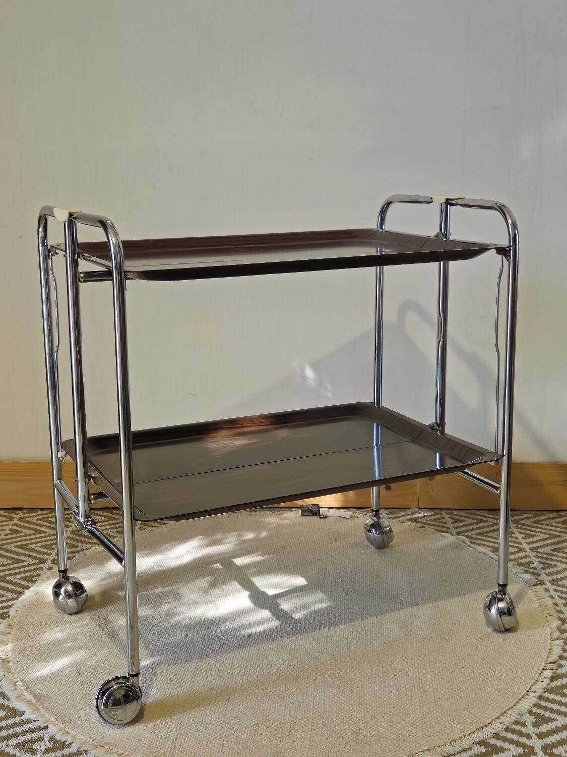 Vintage folding wheeled dessert trolley