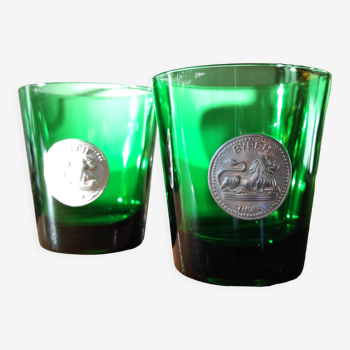 Set of 2 green Byrrh glasses