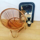 Lot of two armchairs shells and matching table 60s