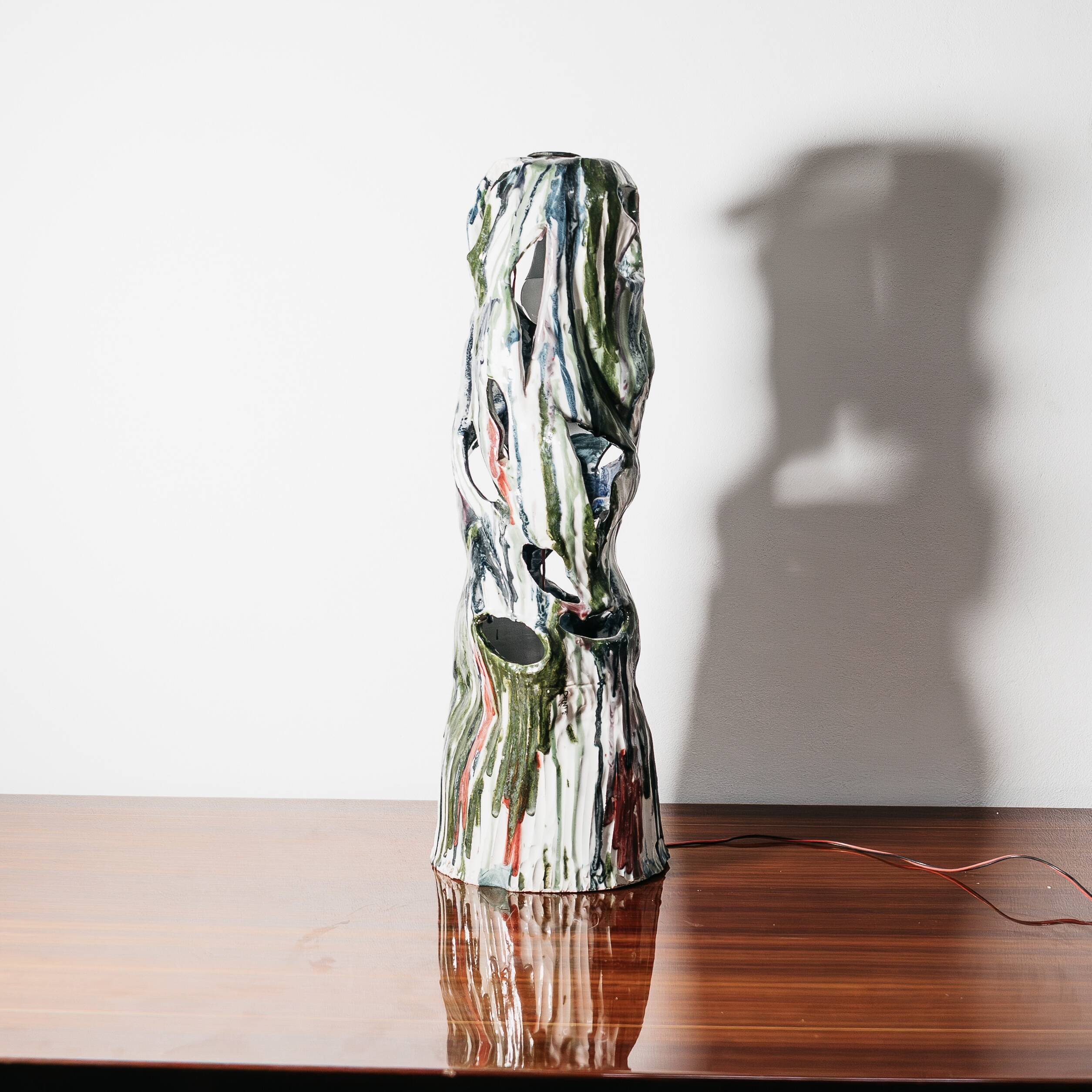 Ernesto Treccani Attr. Lampada Da Tavolo/ Da Terra Ceramica Design Mod