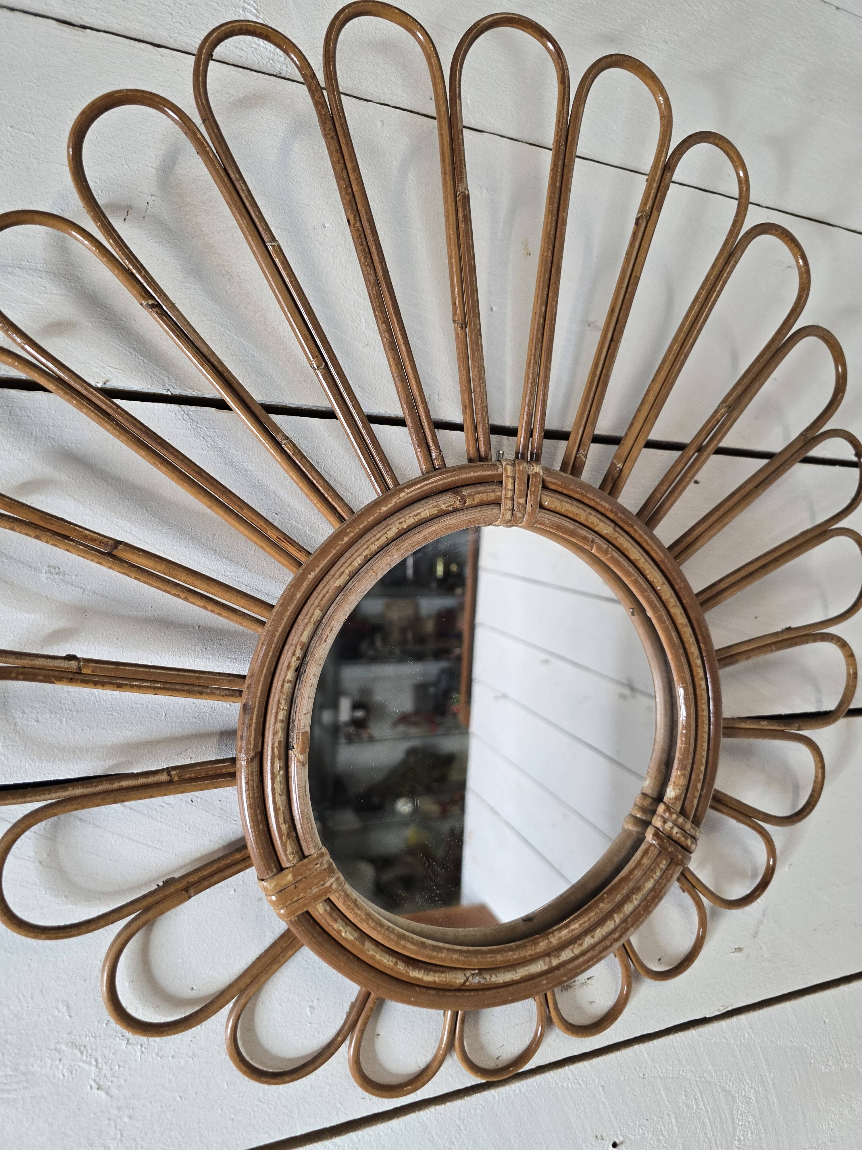 Rattan mirror from the 60s