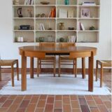 80s round extendable oak dining table